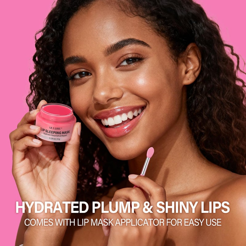 ulluxe Lip Sleeping Mask Set, Valentine's Day Gifts for Women, Overnight Lip Mask with Shea Butter, Vitamin C for Nourishing Hydrating & Moisturizing, Lip Treatment for Dry, Flaky Lips, Lip Care Gift - Image 3